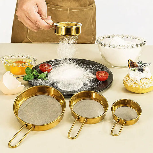 Stainless Steel Flour Sifter – Hand Press Baking Sieve