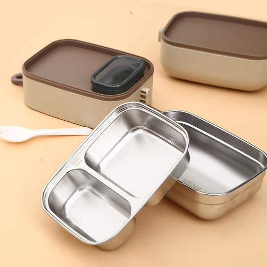 Kids Lunch Box 304 Stainless Steel 2 Layer Leakproof Bento Food Container with Handle