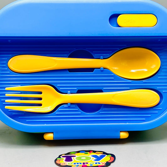Stainless Steel School Lunch Box With Spoon - Blue