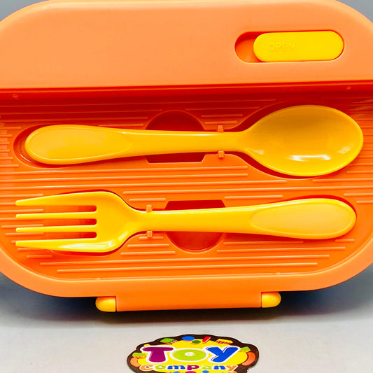 Stainless Steel School Lunch Box With Spoon - Orange