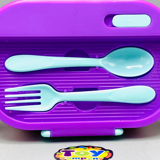 Stainless Steel School Lunch Box With Spoon - Purple