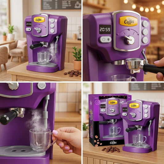 Pretend Play Kids Coffee Maker Machine With Smoke