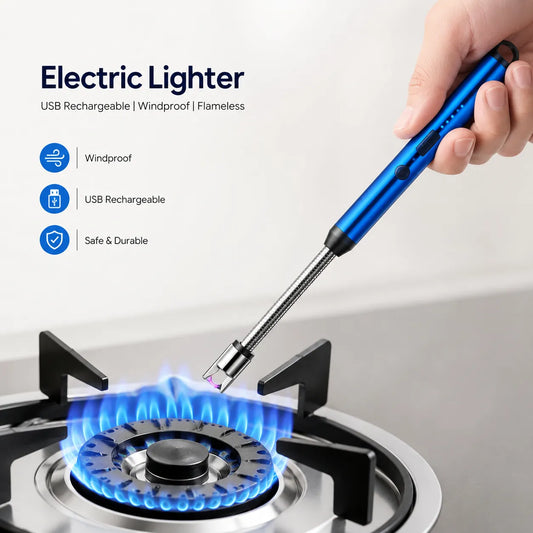 USB Rechargeable Electric Metal Lighter – Windproof, Flameless & Durable
