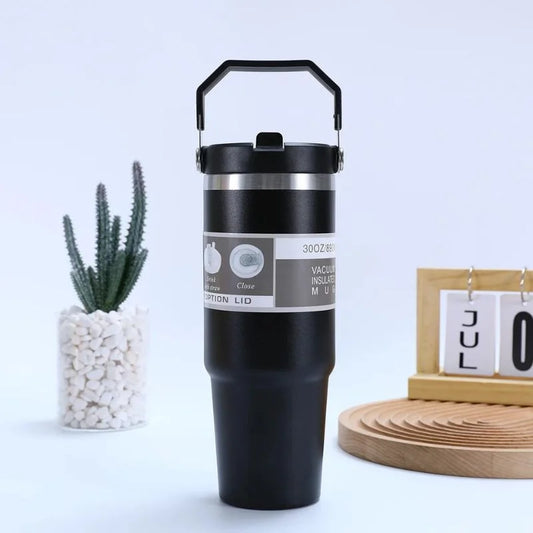 Vacuum Insulated Stainless Steel Travel Mug with Handle