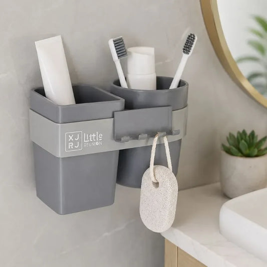 Wall Mounted Toothbrush & Toothpaste Organizer Holder