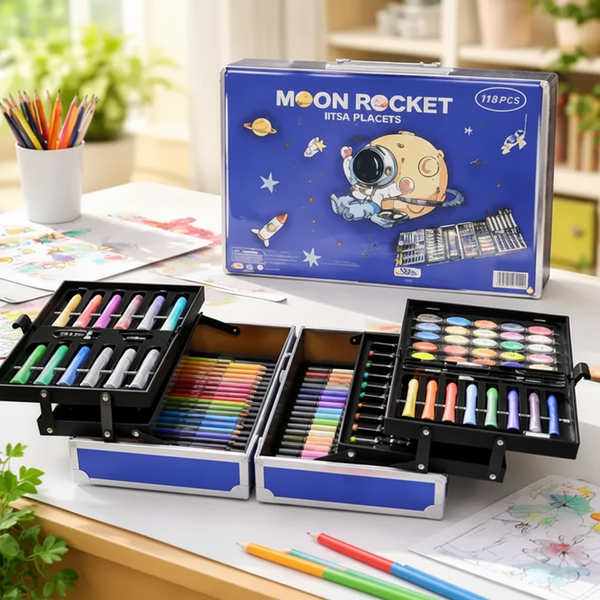 133Pcs Premium Spaceman Themed Kids Painting Kit Briefcase