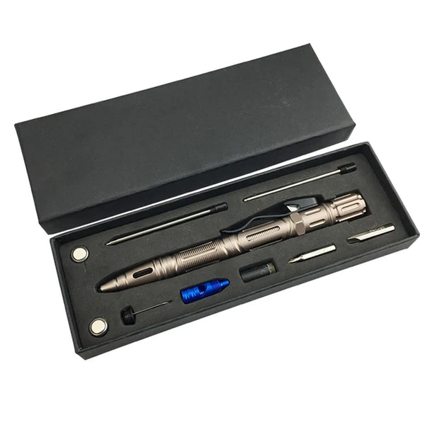 Multifunctional Tactical Pen – LED Light, Glass Breaker, Whistle & Fire Starter