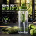 1500ML Sports Water Bottle with Straw & Carry Loop – BPA Free Leakproof Gym & Travel Bottle