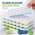 18 Cubes Silicone Base Ice Cube Tray with Lid