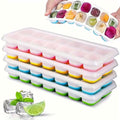 18 Cubes Silicone Base Ice Cube Tray with Lid