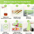 18 Cubes Silicone Base Ice Cube Tray with Lid
