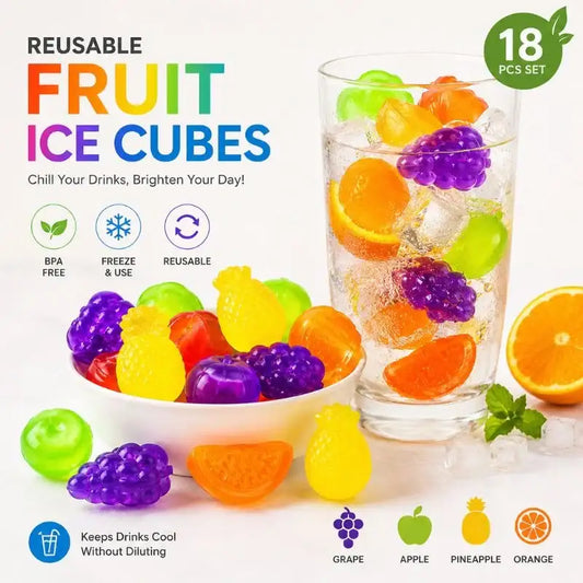 9-Piece Reusable Fruit-Shaped Ice Cubes Set