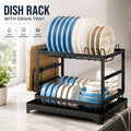 2-Tier Dish Rack with Drain Tray