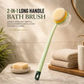2-in-1 Long Handle Bath Brush – Double-Sided Soft Bristle Back Scrubber & Bath Loofah for Deep Cleaning
