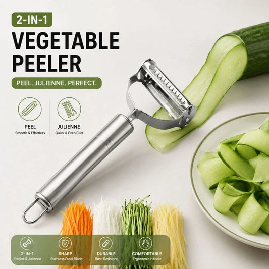 2-in-1 Vegetable Peeler & Julienne Cutter – 304 Stainless Steel