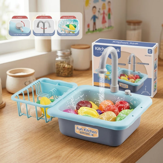 20Pcs Kids Pretend Play Kitchen Sink With Accessories