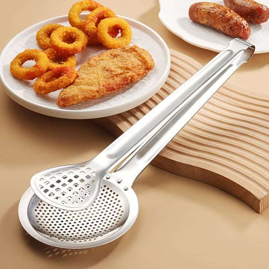 2-in-1 Filter Spoon with Tongs – Strainer & Serving Clip
