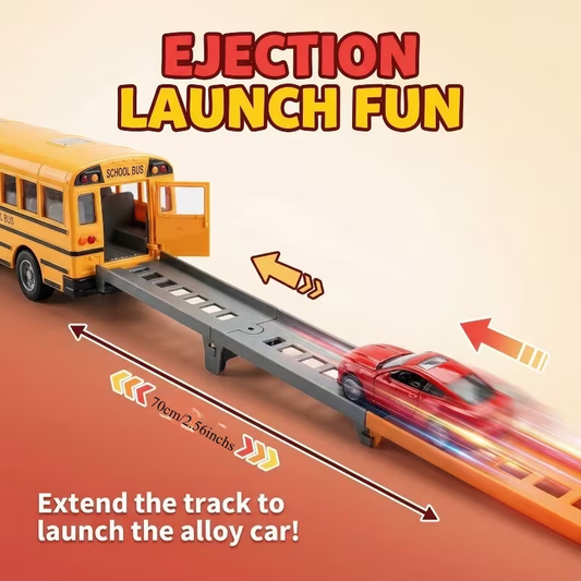 2in1 Inertial Mini School Bus & Track Set With Car