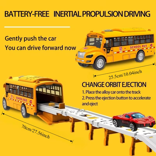 2in1 Inertial Mini School Bus & Track Set With Car