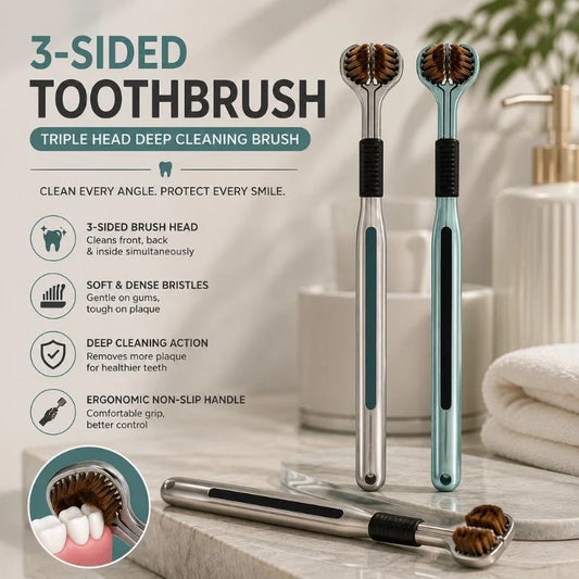 3-Sided Toothbrush – Triple Head Deep Cleaning Brush