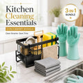 3 in 1 Kitchen Cleaning Bundle Sink Organizer Gloves & Cleaning Cloth Set