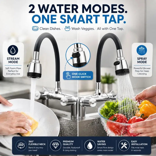 360° Bendable Silicone Tap Extension Faucet Nozzle – Soft & Shower water (Random Color)