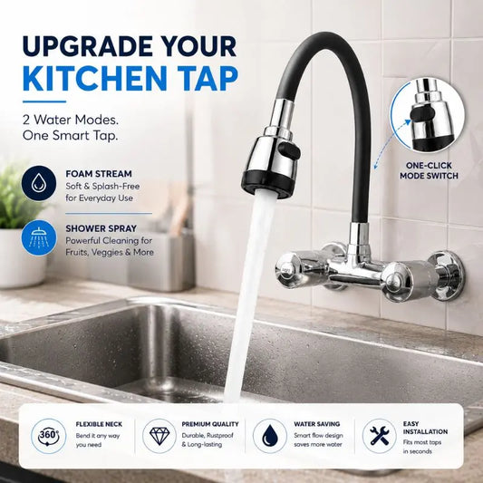 360° Bendable Silicone Tap Extension Faucet Nozzle – Soft & Shower water (Random Color)
