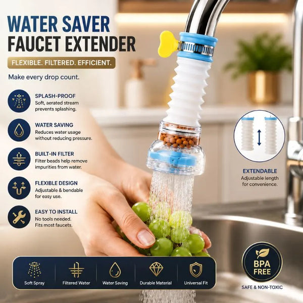 360° Flexible Water Saving Faucet Extender with Filter Aerator