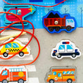 3in1 Wooden Transport Vehicles Fishing Game & White Board
