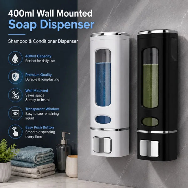 400ml Soap Dispenser Wall Mounted Shampoo And Conditioner Dispenser