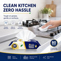 80PCS Kitchen Cleaning Wipes for Stove & Kitchen Surfaces – Heavy Oil & Grease Remover Wet Wipes