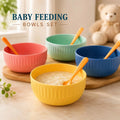 4PCS Baby Feeding Bowls with Spoons Kids Plastic Bowl Set