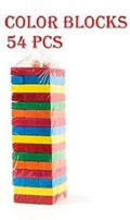 Wooden Block Stacking Game with Dice - 54 Pieces
