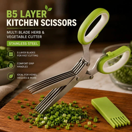 5-Layer Stainless Steel Herb & Vegetable Scissors