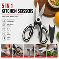 5-in-1 Multi Functional Kitchen Scissors, Stainless Steel Heavy Duty