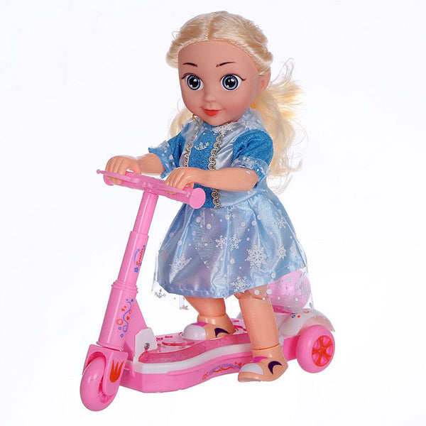 Blonde Doll With Scooter, With lights And Music