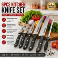 6-Piece Stainless Steel Kitchen Knife Set with Sharpener – Multi-Purpose Chef Knife Collection