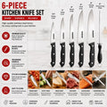 6-Piece Stainless Steel Kitchen Knife Set with Sharpener – Multi-Purpose Chef Knife Collection