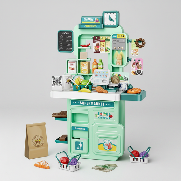 66Pcs Kids Pretend Play Supermarket Set