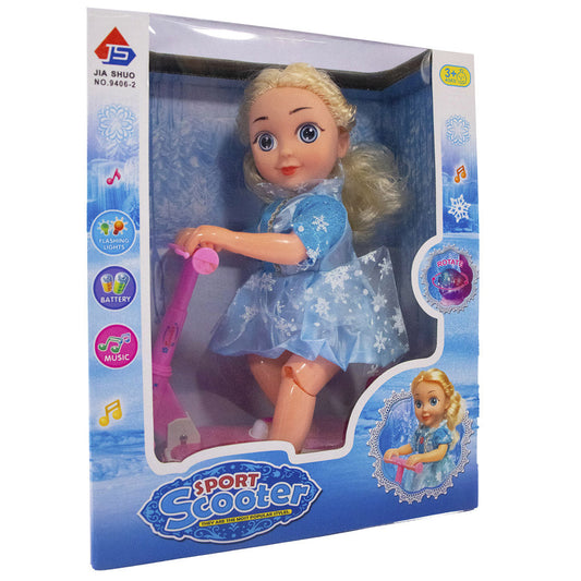 Blonde Doll With Scooter, With lights And Music
