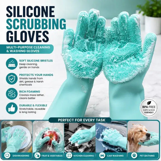 Silicone Scrubbing Gloves – Multi-Purpose Cleaning & Washing Gloves