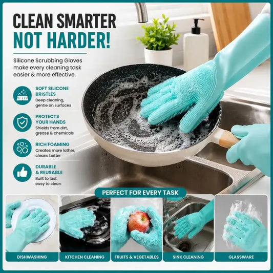 Silicone Scrubbing Gloves – Multi-Purpose Cleaning & Washing Gloves