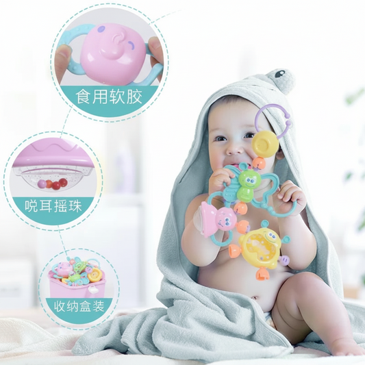 7Pcs Baby Premium Rattles & Teethers With Storage Box