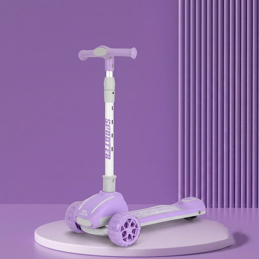 Kids Trendy Adjustable Height Scooter With Light & Music - Purple