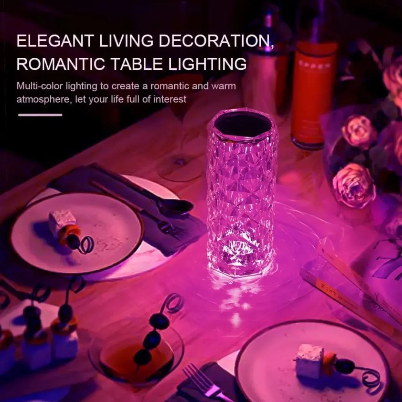 16 Colors Diamond Rose Crystal Touch Lamp