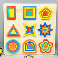 9Pcs Wooden Shapes Themed Puzzle Board