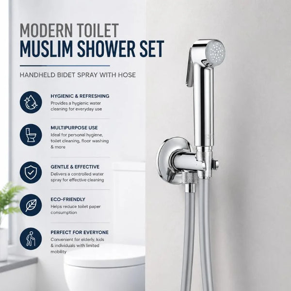 ABS Plastic Space Grey Modern Toilet Muslim Shower Set – Handheld Bidet Spray with Hose