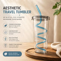 Aesthetic Travel Tumbler with Straw | Durable Reusable Cup for Kids & Adults | Leak-Resistant Drink Cup