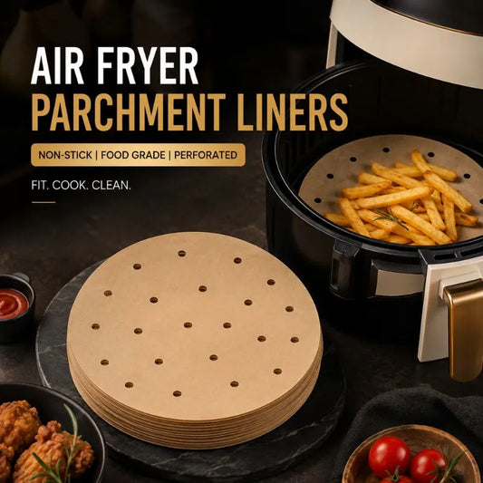 Air Fryer Parchment Paper Liners – Non-Stick, Food-Grade, Perforated