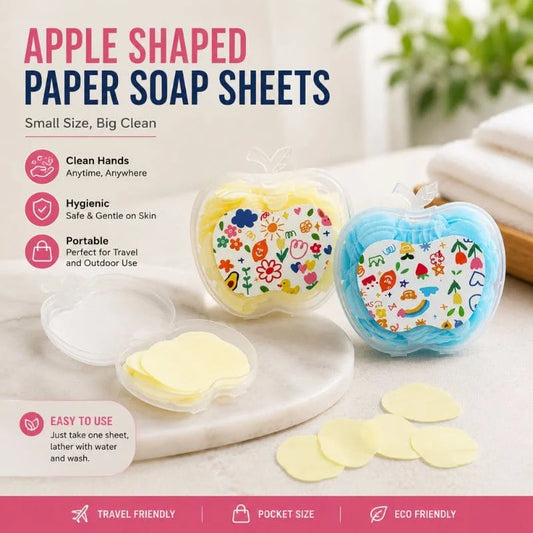 Apple Shaped Portable Paper Soap Sheets – Travel Friendly Hand Wash Soap Paper